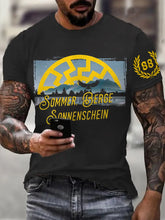 Männer Sonne und Nummer bedrucktes Kurzarm-T-Shirt